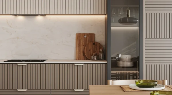 Polished 2cm Calacatta Lux quartzite with soft gray veining, a luxurious choice for Davie kitchen remodels.