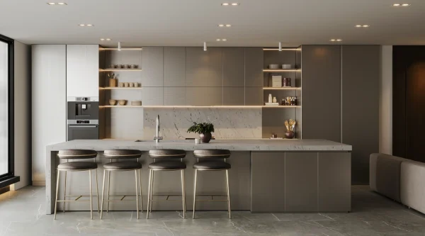 3cm honed Extreme White Statuarietto marble in white and gray, timeless elegance for luxury kitchen islands in Palm Beach.