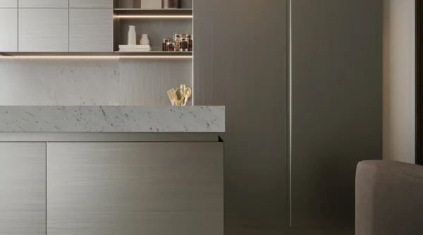 3cm honed Extreme White Statuarietto marble in white and gray, timeless elegance for luxury kitchen islands in Palm Beach.