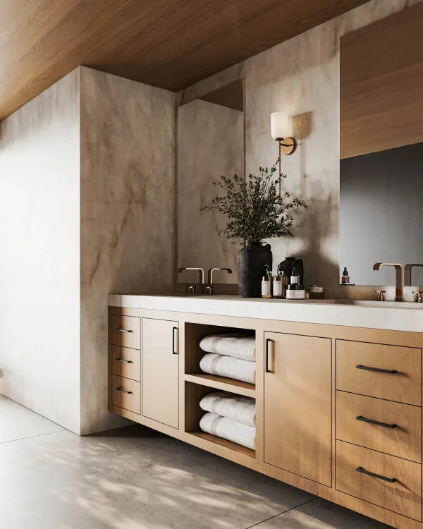 Polished 2 cm Cristallo quartzite slab in ivory and white veining; elegant for spa-style bathrooms in Delray Beach.