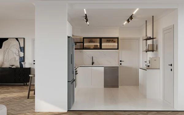 Calacatta Armina quartz from the Armina Signature Collection, polished 2cm slab for sleek Fort Lauderdale kitchens.