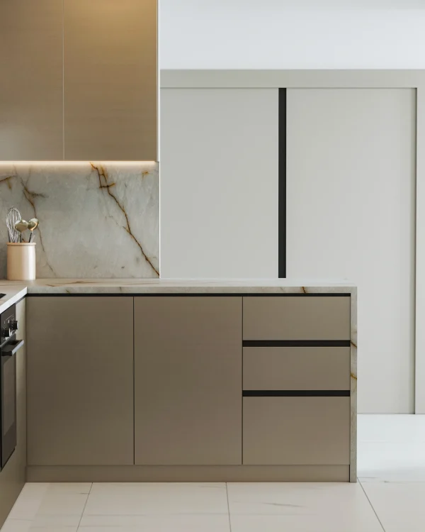 Polished 2cm Patagonia granite with earthy tones, perfect for classic kitchen countertops in Weston residences.