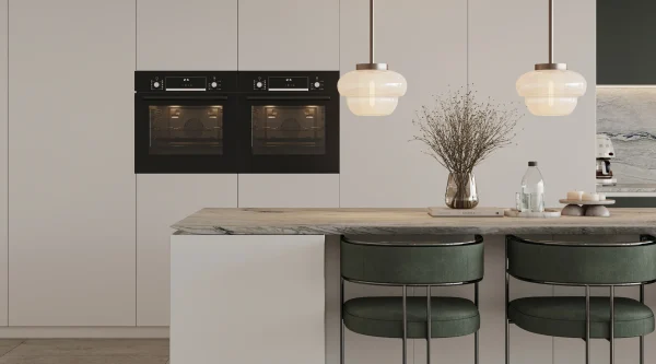 Polished 2cm Venice quartzite with dark blue and green swirls, bold statement for designer kitchens in Miami Beach.